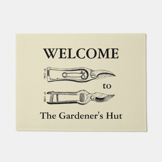 VINTAGE ILLUSTRATION Pruners Customizable Door Mat (Front)