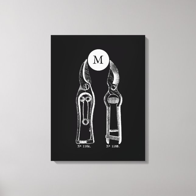 VINTAGE ILLUSTRATION Pruners Monogram B Canvas Print (Front)