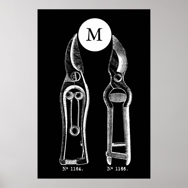 VINTAGE ILLUSTRATION Pruners Monogram B Poster (Front)