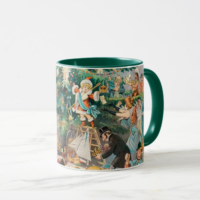 Vintage Illustration Puck's Christmas Tree, 1902 Mug (Front Right)