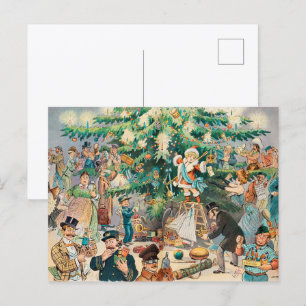 Vintage Illustration Puck's Christmas Tree, 1902 Postcard