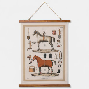 Vintage Illustration Race Horse Equestrian Hanging Tapestry