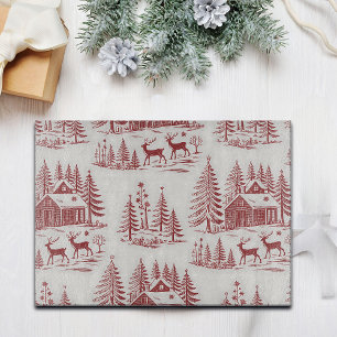 Vintage Illustration Reindeer and Houses Winter Cutting Board