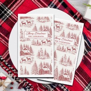 Vintage Illustration Reindeer and Houses Winter Napkin