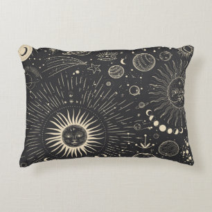 Vintage illustration set of moon phases. Different Accent Pillow