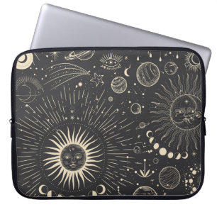 Vintage illustration set of moon phases. Different Laptop Sleeve