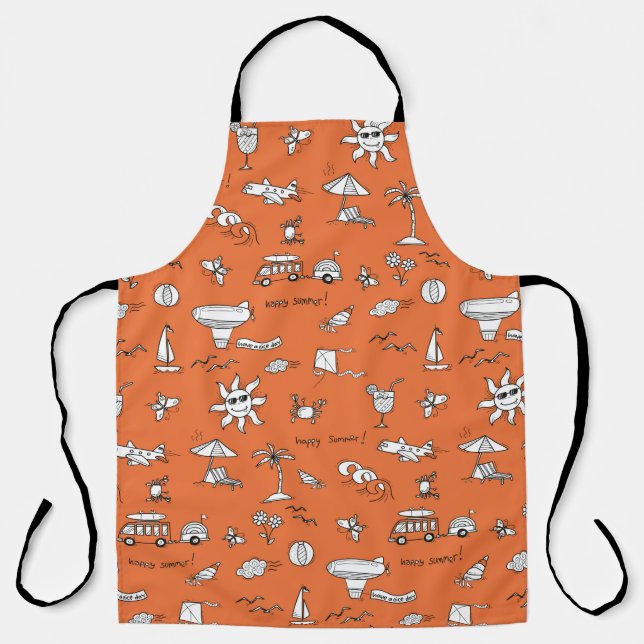 Vintage illustration summer pattern apron (Front)