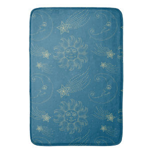 Vintage Illustration Sun Moon Stars Bath Mat