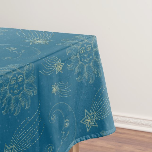 Vintage Illustration Sun Moon Stars Tablecloth (In Situ)