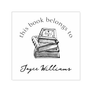 Vintage Illustration This Book Belongs To Custom Self-inking Stamp