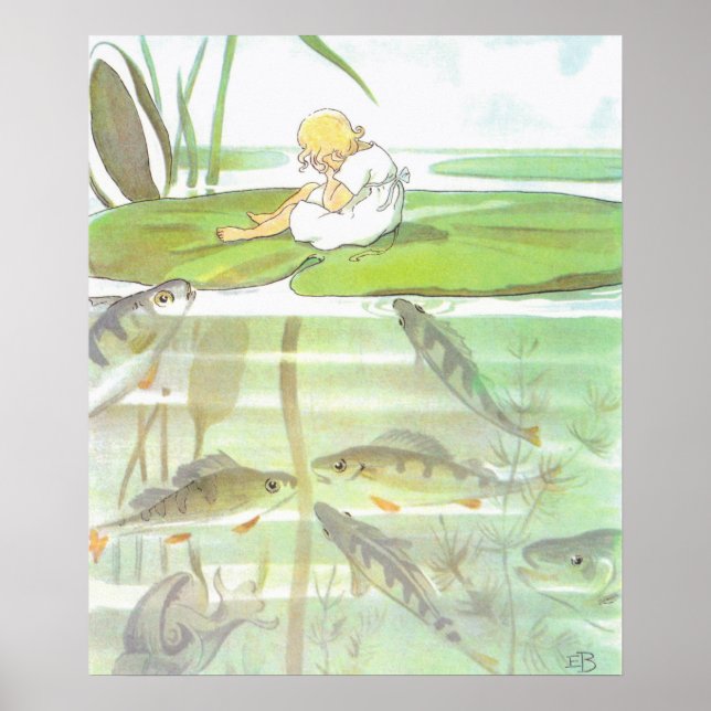 Vintage Illustration Thumbelina by Elsa Beskow Poster (Front)