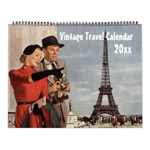 Vintage Illustration Travel and Transportation Calendar
