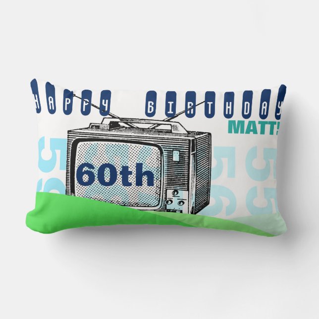 Vintage Illustration TV 60th Birthday L Pillow (Front)
