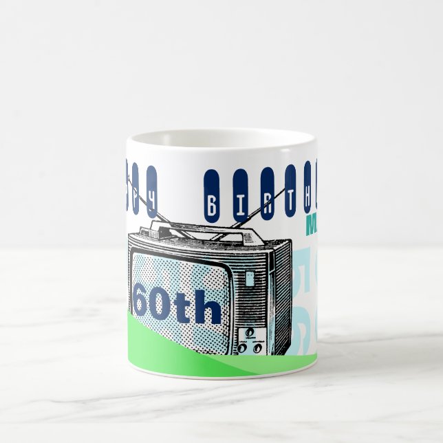 Vintage Illustration TV 60th Birthday Mug (Center)