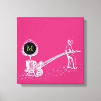 Vintage Illustration W Tree pot Monogram Canvas