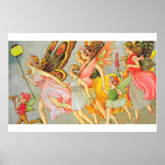 Vintage Illustrations of Fairies Poster