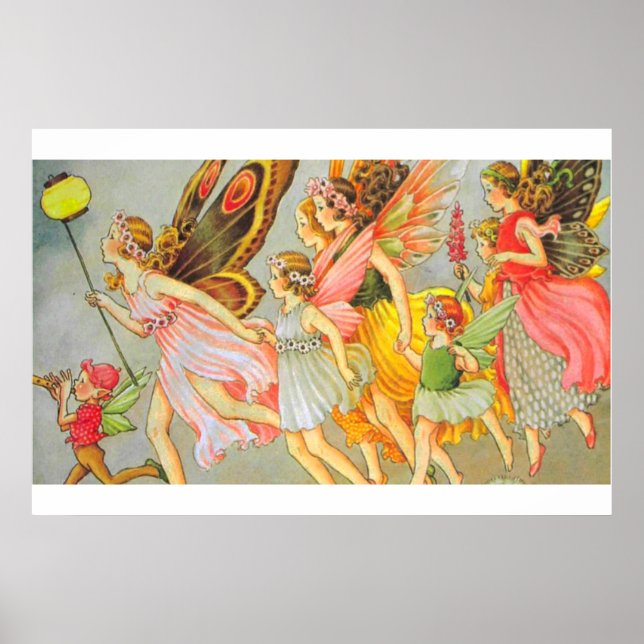Vintage Illustrations of Fairies Poster (Front)