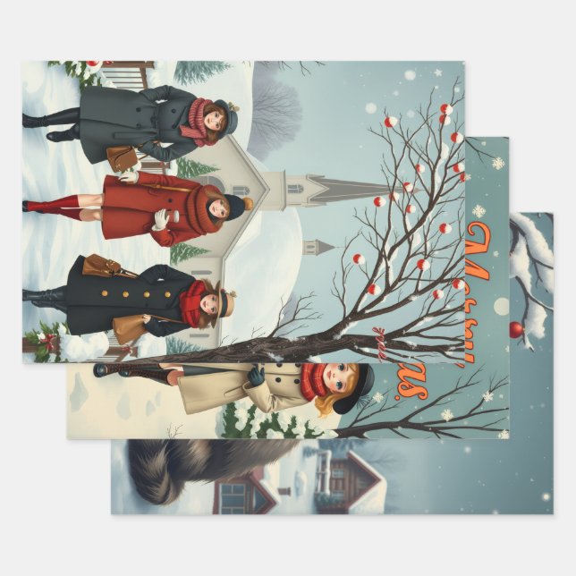 Vintage Illustrations Wrapping Paper Sheet (Set)