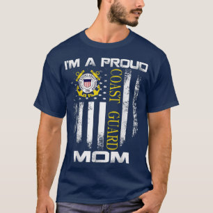 Vintage Im A Proud Coast Guard Mom With American F T-Shirt