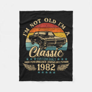 Vintage I'm Not Old I'm Clic Car Graphic Birthday  Fleece Blanket