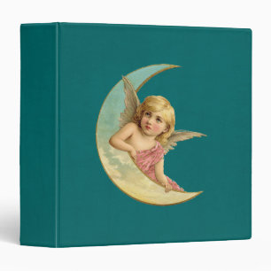 Vintage Image - Angel Sitting on a Crescent Moon Binder