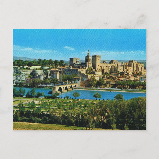 Vintage image, France, Avignon, Bridge and palace Postcard (Front)