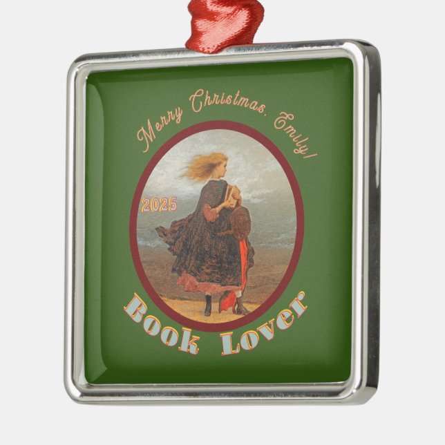 Vintage Image Girl With Books/Christmas Ornament (Left)