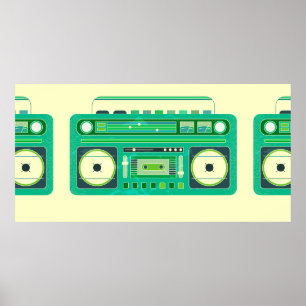 Vintage image of a classic boom box poster
