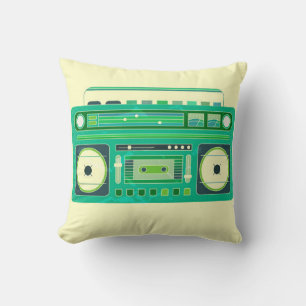 Vintage image of a classic boom box throw pillow