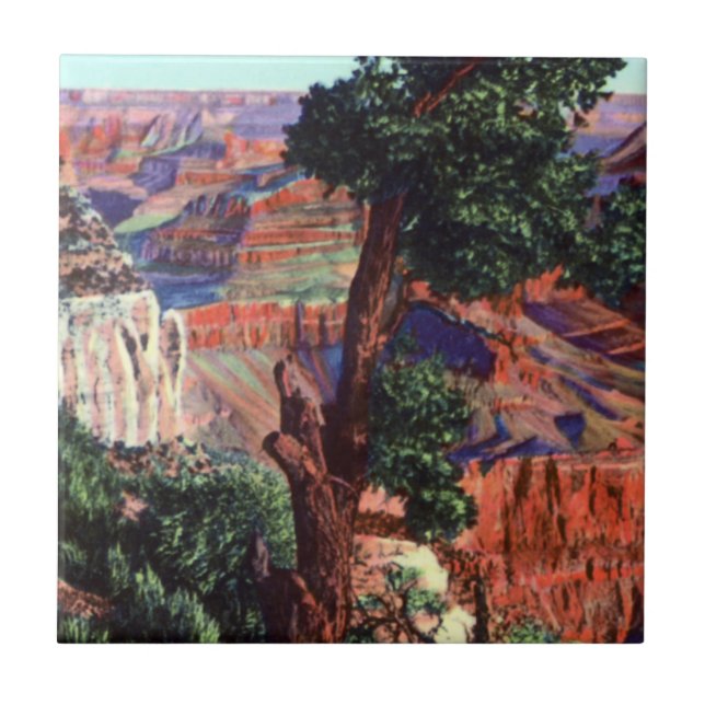 Vintage Image of Grand Canyon Landscape Tile (Front)