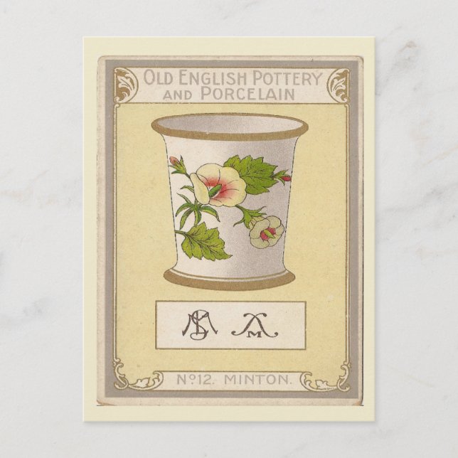 Vintage image, Old English pottery, Minton Postcard (Front)