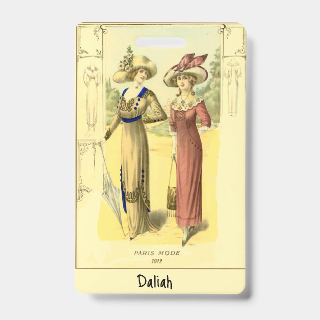 Vintage Image with Customizable Name/Text Bookmark Badge (Front)