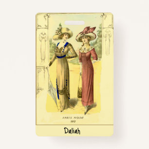 Vintage Image with Customizable Name/Text Bookmark Badge