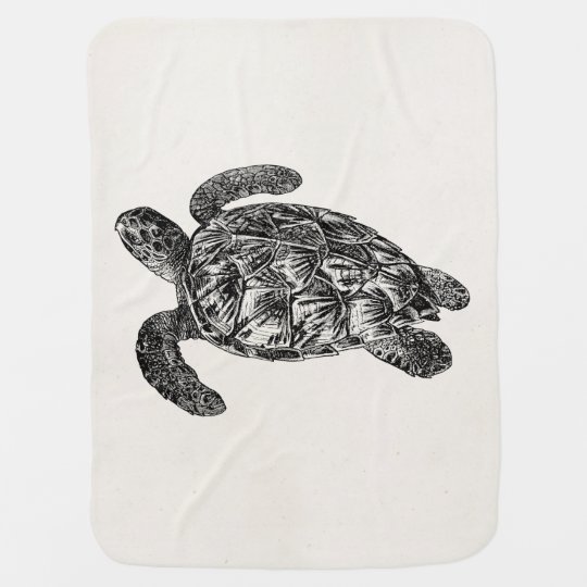 Vintage Imbricated Sea Turtle - Turtles Template Baby Blanket