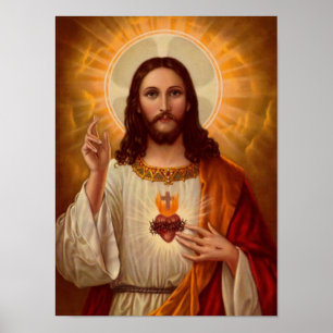 vintage, immaculate heart of holy jesus christ poster