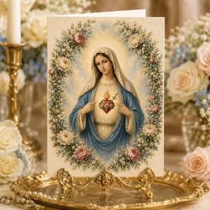 Vintage Immaculate Heart of Mary Catholic Card