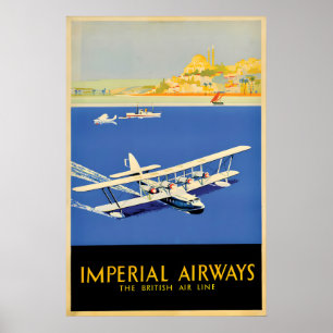 Vintage Imperial Airways Poster British Airline