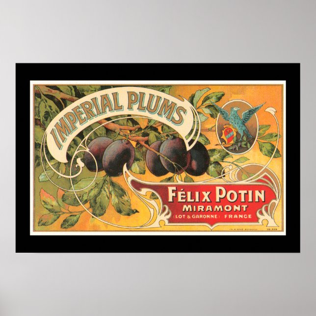 Vintage Imperial Plums Label Poster (Front)