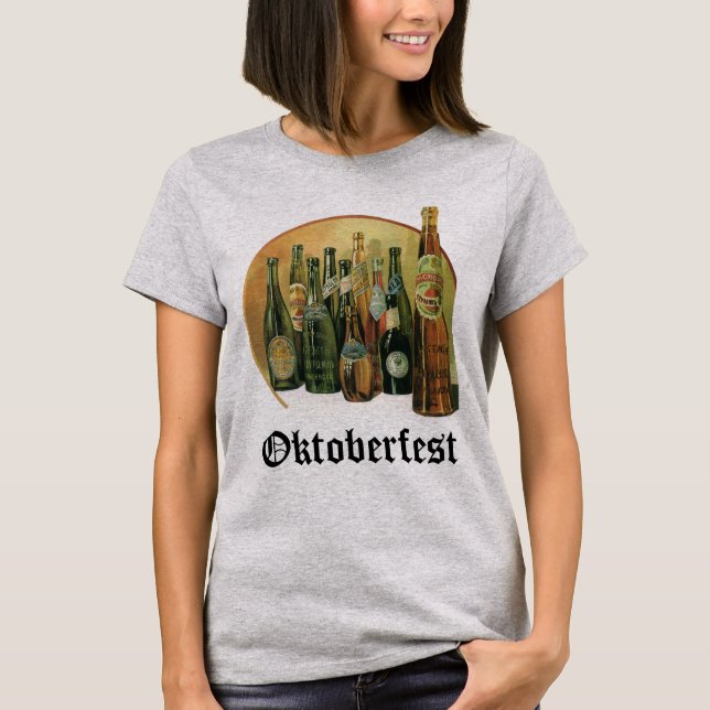 Vintage Imported Beer Bottles, Oktoberfest! T-Shirt (Front)