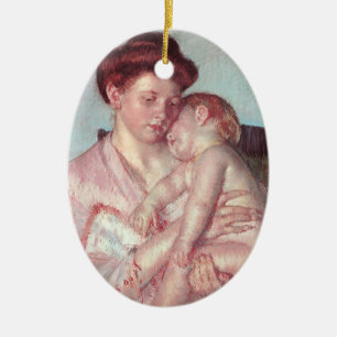 Vintage Impressionism, Sleepy Baby by Mary Cassatt Ceramic Ornament