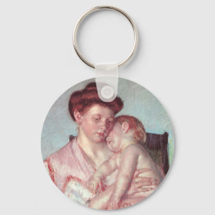 Vintage Impressionism, Sleepy Baby by Mary Cassatt Keychain