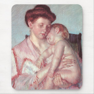 Vintage Impressionism, Sleepy Baby by Mary Cassatt Mouse Pad
