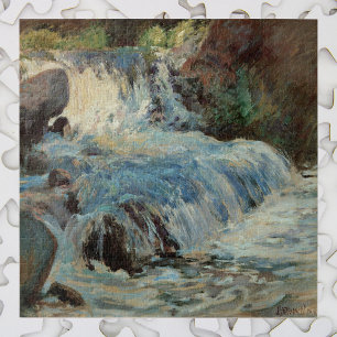 Vintage Impressionism, The Waterfall by Twachtman Jigsaw Puzzle
