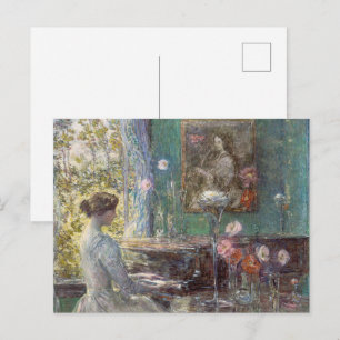 Vintage Impressionist Piano Lady Wall Art Postcard