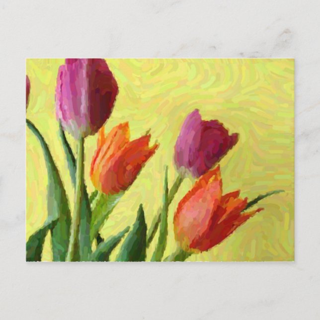 Vintage Impressionist Tulips Postcard (Front)