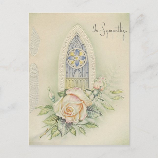 Vintage In Sympathy with Roses Postcard (Front)