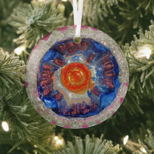 Vintage Indent Glass Christmas Ball - Cosmos Ornament