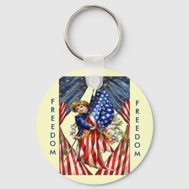 Vintage Independence and Freedom Keychain (Front)