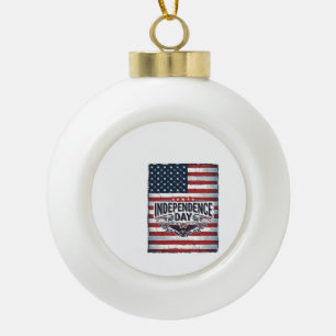 Vintage Independence Day Flag Shirt Ceramic Ball Christmas Ornament
