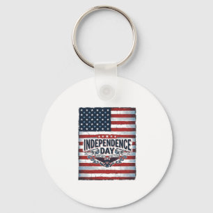 Vintage Independence Day Flag Shirt Keychain
